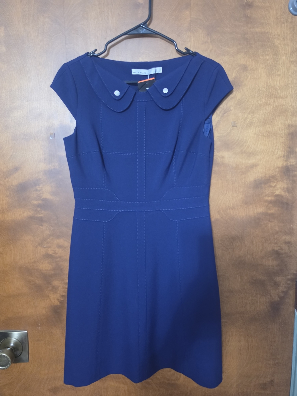 Karen Millen Purple Fit-and-Flare Dress with Peter Pan Collar